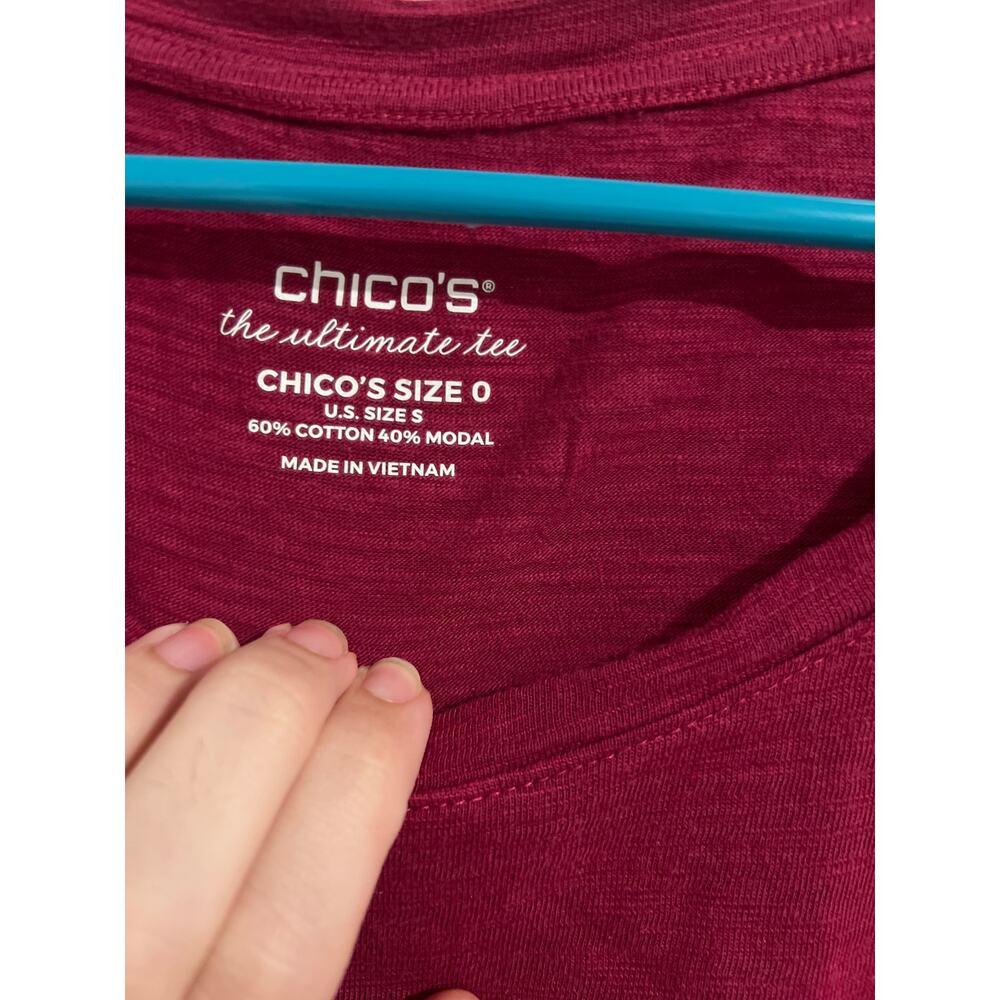Chico’s Magenta Ultimate Tee – Size 0 (US Small) - Picture 3 of 5
